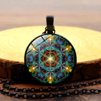 Stunning Star Light Ancient Buddhist Mandala Handmade Art Print Necklace Artistic Jewelry Ootdstyle  Amazing - Thumbnail 7