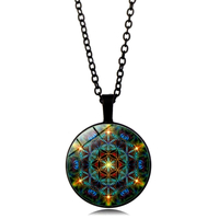 Stunning Star Light Ancient Buddhist Mandala Handmade Art Print Necklace Artistic Jewelry Ootdstyle  Amazing - Thumbnail 8