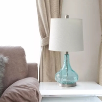 Lalia Home Rippled Glass Table Lamp with Fabric Shade - LHT-4006-CB - Thumbnail 4