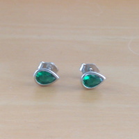 Sterling Silver Emerald Earrings/Emerald Stud Earrings/Silver Emerald Earrings/Emerald Jewellery/Emerald Jewelry/May Birthstone/UK - Thumbnail 1
