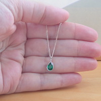 Sterling Silver Emerald Pendant & Chain/Emerald Necklace/Emerald Jewellery/Emerald Jewelry/Silver Emerald Necklace/May Birthstone/Gemstone Necklace/UK - Thumbnail 2