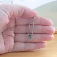 Sterling Silver Emerald Necklace/Silver Emerald Necklace/Emerald Jewellery/Emerald Jewelry/Gemstone Necklace/May Birthstone/Emerald Gift/UK - Thumbnail 2