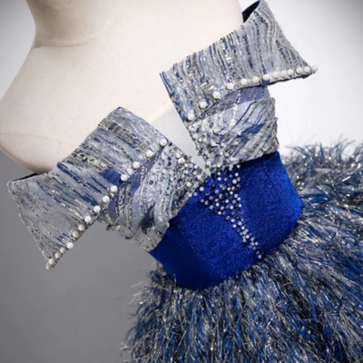 Unique a line shiny sequin blue long prom gown, blue long evening dress kpp1775