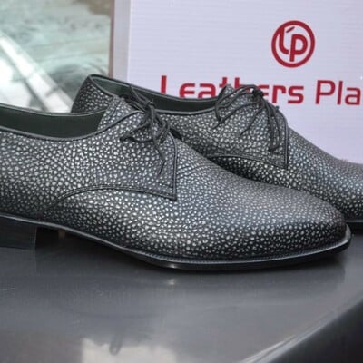 Crafted leather handmade men stingray oxford lace up dress shoes - Thumbnail 5