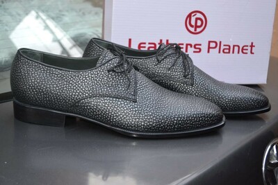 Crafted Leather Handmade Men Stingray Oxford Lace up Dress Shoes