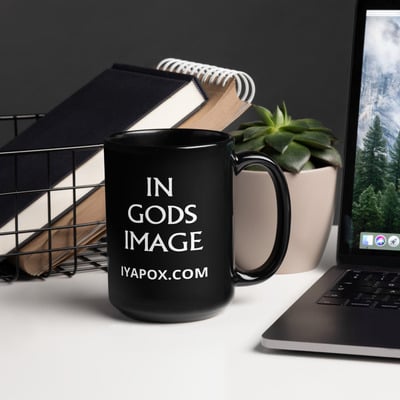 In gods image black glossy mug 02142024