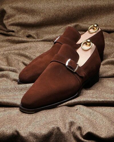 Polo Brown Suede Single Monk Strap Dress Shoes