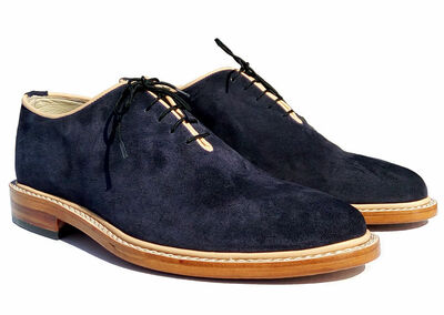 Handmade Navy Leather Shoes, Men's Formal Blue Party Fashion Shoes