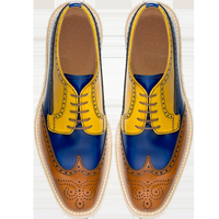 Handmade oxford leather shoes, Men's Wing tip Multi colors Classic luxury shoe - Thumbnail 1