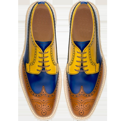 Handmade oxford leather shoes, men's wing tip multi colors classic luxury shoe - Thumbnail 1