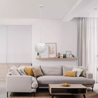 Lalia home 1-light 11.38" bohemian farmhouse coastal woven paper shade pendant - lhp-3008-wh - Thumbnail 2