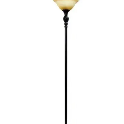 Elegant designs 1 light torchiere floor lamp with marbleized glass shade - lf2001-abs
