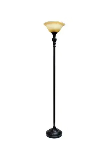 Elegant Designs 1 Light Torchiere Floor Lamp with Marbleized Glass Shade - LF2001-ABS