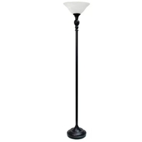 Elegant Designs 1 Light Torchiere Floor Lamp with Marbleized Glass Shade - LF2001-ABS - Thumbnail 1