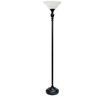 Elegant designs 1 light torchiere floor lamp with marbleized glass shade - lf2001-abs