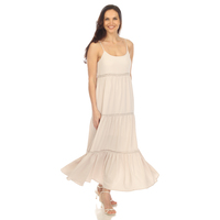 White Mark Women's Scoop Neck Empire Waist Tiered Babydoll Maxi Dress - Thumbnail 6