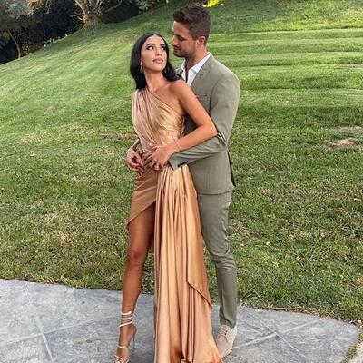 Elegant champagne a line prom dresses party dresses - Thumbnail 2