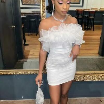 Sexy short homecoming dress with rufflues