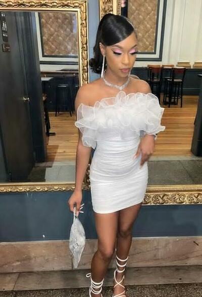 Sexy Short Homecoming Dress With Rufflues