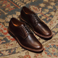 Dark Brown Derby Lace Up Style With Round Toe Pure Genuine Leather Shoes - Thumbnail 1