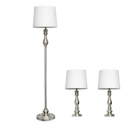 Lalia Home Perennial Morocco Classic 3 Piece Metal Lamp Set (2 Table Lamps, 1 Floor Lamp) - LHS-1004-BS - Thumbnail 1