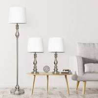Lalia Home Perennial Morocco Classic 3 Piece Metal Lamp Set (2 Table Lamps, 1 Floor Lamp) - LHS-1004-BS - Thumbnail 4