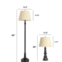 Lalia Home Homely Oxford Classic 3 Piece Metal Lamp Set (2 Table Lamps, 1 Floor Lamp) - LHS-1003-RZ - Thumbnail 2
