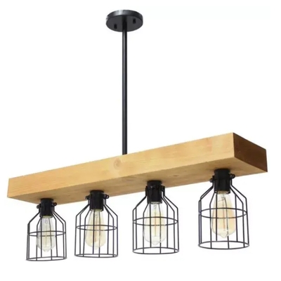 Lalia home 4 light farmhouse beam pendant - lhc-1001-lw - Thumbnail 1