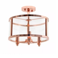 3-Light 13" Industrial Farmhouse Glass and Metallic Accented Semi-flushmount - LHM-1000-RG - Thumbnail 3