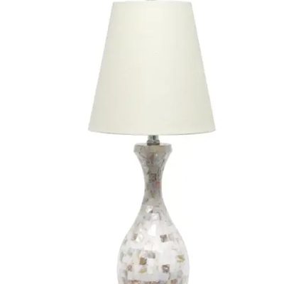 Lalia home malibu curved mosaic seashell table lamp with chrome accents - lht-5062-mo - Thumbnail 1