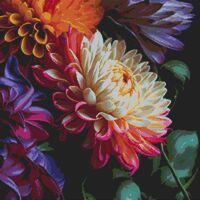 Chrysanthemums I Cross Stitch Pattern - Thumbnail 1