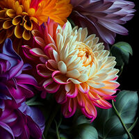 Chrysanthemums I Cross Stitch Pattern - Thumbnail 2