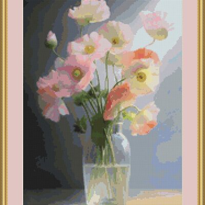 Beautiful poppies cross stitch pattern