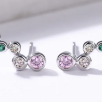 Colorful or Clear CZ Round Bubble Earrings - Thumbnail 1