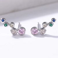 Colorful or Clear CZ Round Bubble Earrings - Thumbnail 4