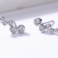 Colorful or Clear CZ Round Bubble Earrings - Thumbnail 5