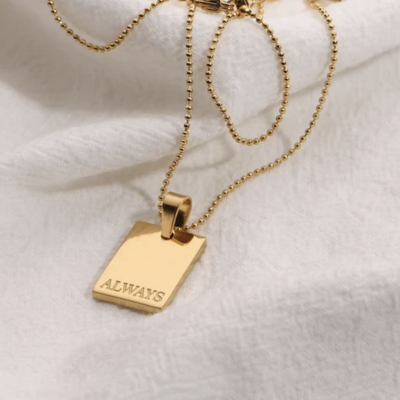 Square saying charm necklace