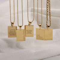 Square Saying Charm Necklace - Thumbnail 1