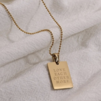 Square Saying Charm Necklace - Thumbnail 3