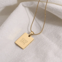 Square Saying Charm Necklace - Thumbnail 5
