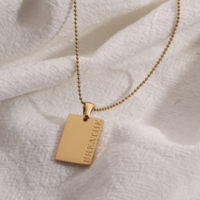 Square Saying Charm Necklace - Thumbnail 6