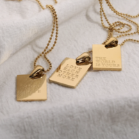 Square Saying Charm Necklace - Thumbnail 8