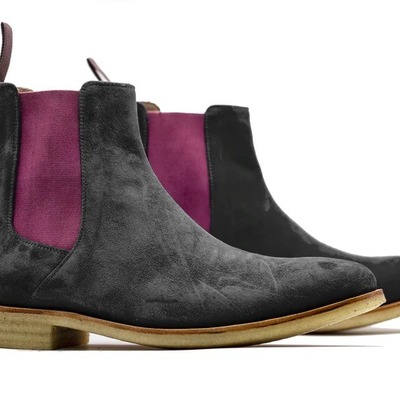 Men's black suede handmade chelsea ankle fashion boots