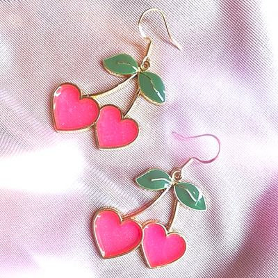 *free shipping*heart cherry earrings