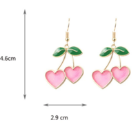 *Free Shipping*HEART CHERRY EARRINGS - Thumbnail 2