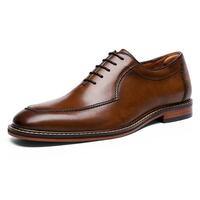 Handmade Men Square Toe Brown & Black Leather Dress Shoes - Thumbnail 1