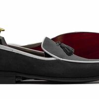 Handmade Men's Black Gray Loafer Shoes, Men Suede Leather Shoes - Thumbnail 2