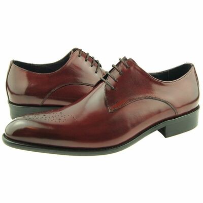 Handmade Men Derby, Men's Dress Leather Oxford Shoes, Burgundy Shoes