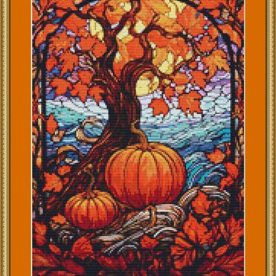 Autumn tree cross stitch pattern