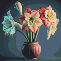 Amaryllis Flowers Cross Stitch Pattern - Thumbnail 1